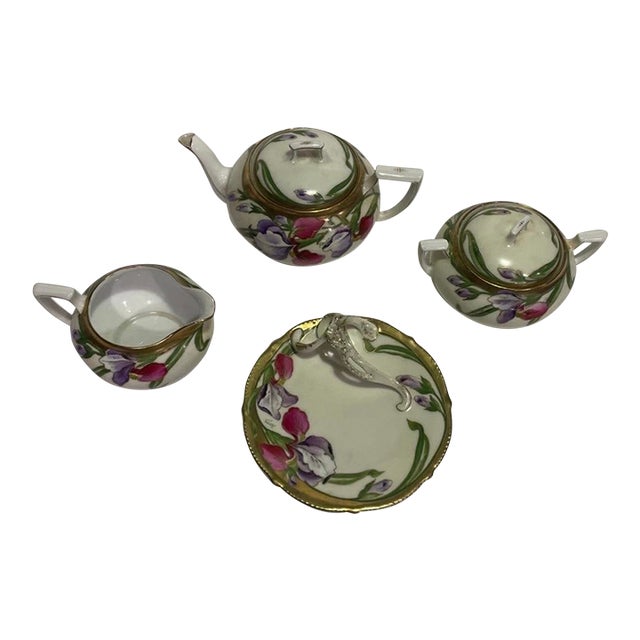 Early 1900's Vintage Tea Set Handpainted Porcelain Art Nouveau For Sale