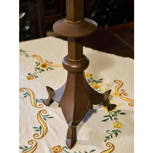 Goldenrod Neo-Gothic Bronze Candlesticks, Set of 2 For Sale - Image 8 of 14