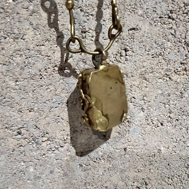 1970s 1970s Pal Kepenyes Brutalist Brass Necklace For Sale - Image 5 of 7