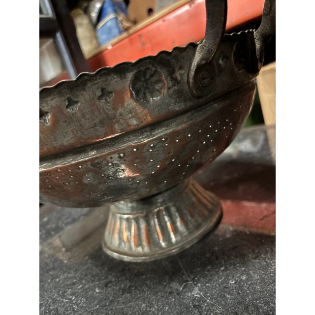 Mid 20th Century Wide Copper Colander Bowl For Sale - Image 9 of 12