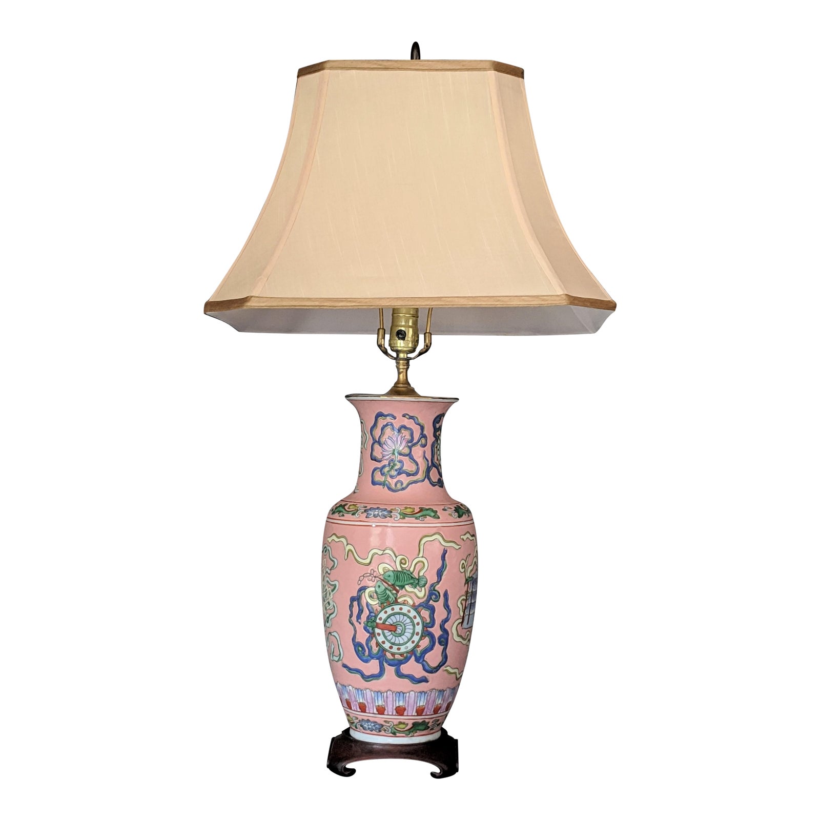 Pink Chinoiserie Porcelain Table Lamp Made in Hong Kong Chairish