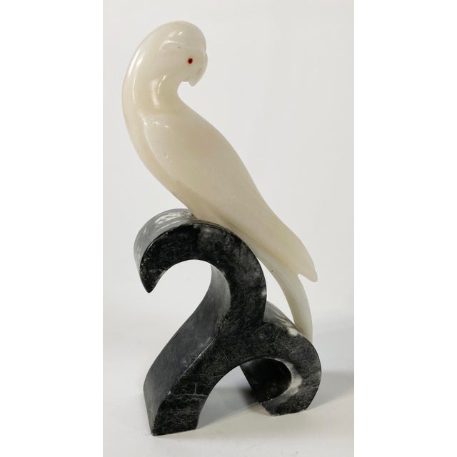 Vintage Italian Alabaster Parrot on Marble Perch For Sale In Kansas City - Image 6 of 9