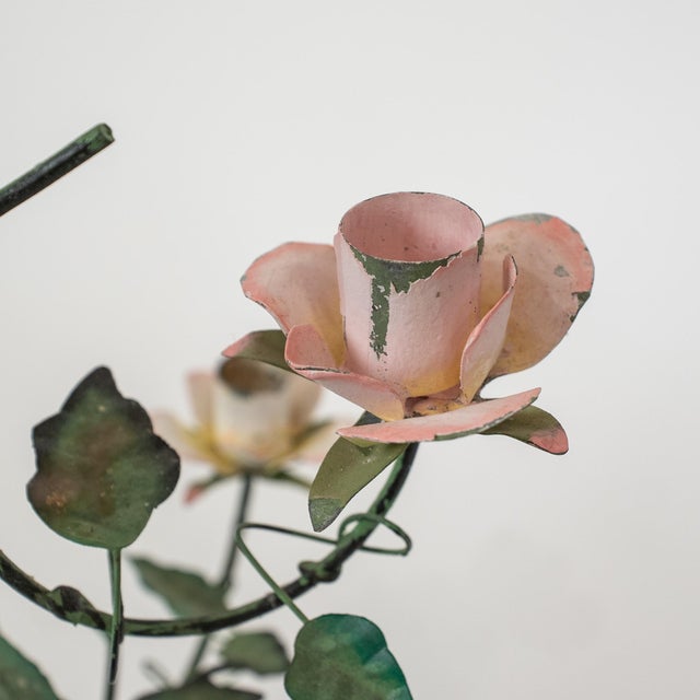 Italian Vintage Italian Tole Floral Candelabra For Sale - Image 3 of 9