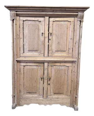 Antique English Pine Four Door Architectural Cupboard Cabinetry