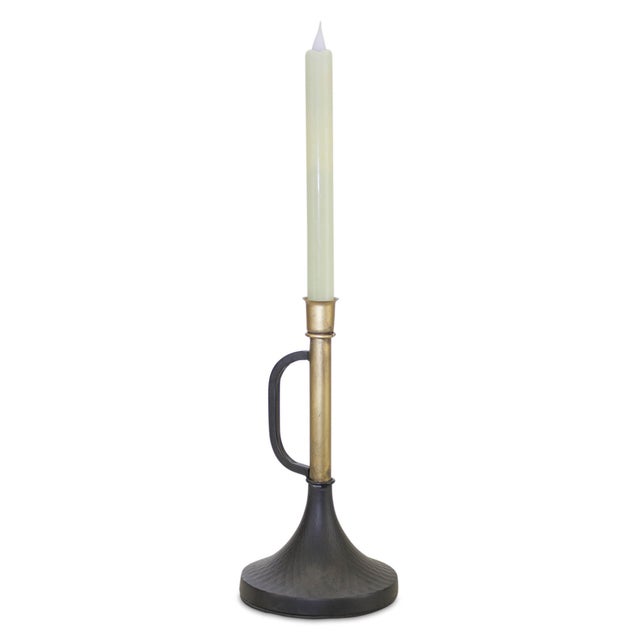 Kenneth Ludwig Chicago Metal Trumpet Taper Candle Holder (Set of 2) For Sale - Image 4 of 5