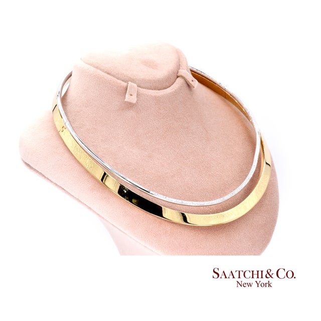 18k (750) Two Toned Yellow and White Gold Choker Necklace For Sale - Image 4 of 8