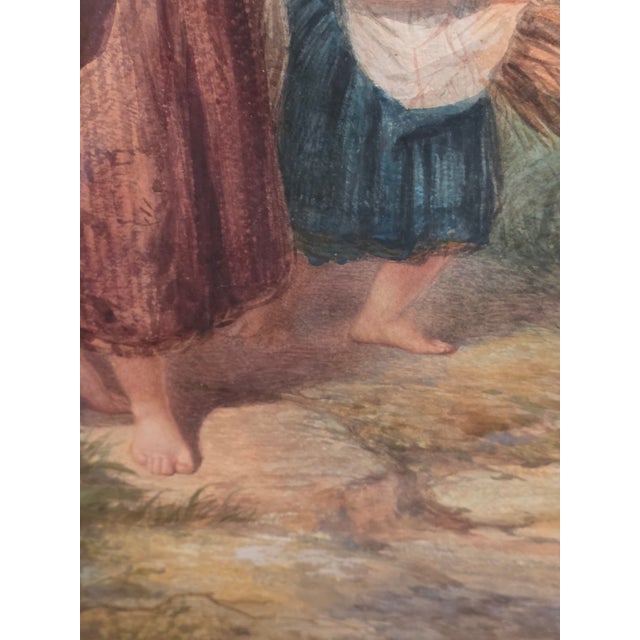19th Century Watercolor Painting of Sisters by David Hardy For Sale In San Antonio - Image 6 of 14
