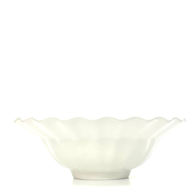 Ceramic Oversized Fluted Edge White Ceramic Serving Bowl, Made in Portugal For Sale - Image 7 of 10