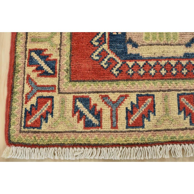 Textile Kazak Rug 2’1” X 3′ Red Wool Tribal Hand-Knotted Oriental Carpet For Sale - Image 7 of 9