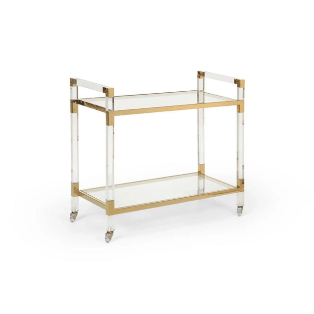 Chelsea House Acrylic Bar Cart in Brass For Sale In Raleigh - Image 6 of 6