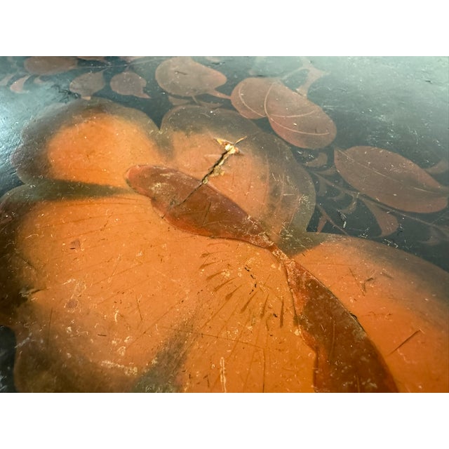 Antique English Bamboo Lacquered Octagonal Table | Aesthetic Movement Chinoiserie | Japanned Top, 28in Tall For Sale - Image 10 of 17