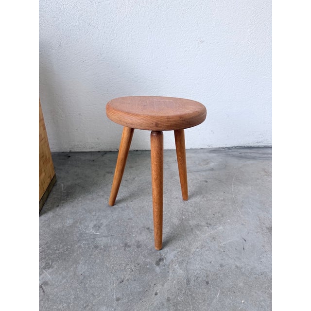 Golden Oak Tripod Stool, 1960s For Sale - Image 6 of 15