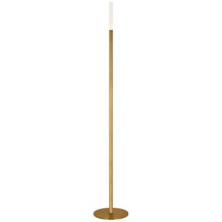 Kelly Wearstler by Visual Comfort Signature Rousseau 60" Floor Lamp in Antique-Burnished Brass with Etched Crystal For Sale