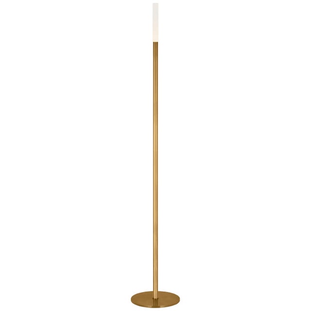 Kelly Wearstler by Visual Comfort Signature Rousseau 60" Floor Lamp in Antique-Burnished Brass with Etched Crystal For Sale
