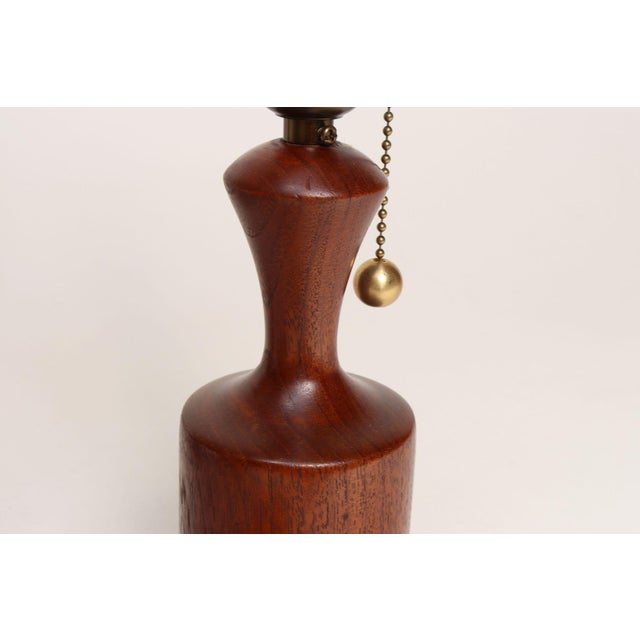 1960s Danish Modern Diminutive Sculptural Teak and Brass Table Lamps - a Pair For Sale - Image 10 of 17