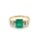 Natural 2.05 carat Colombian emerald and diamond three stone ring in 14k solid yellow gold. Featuring an elegantly thin...