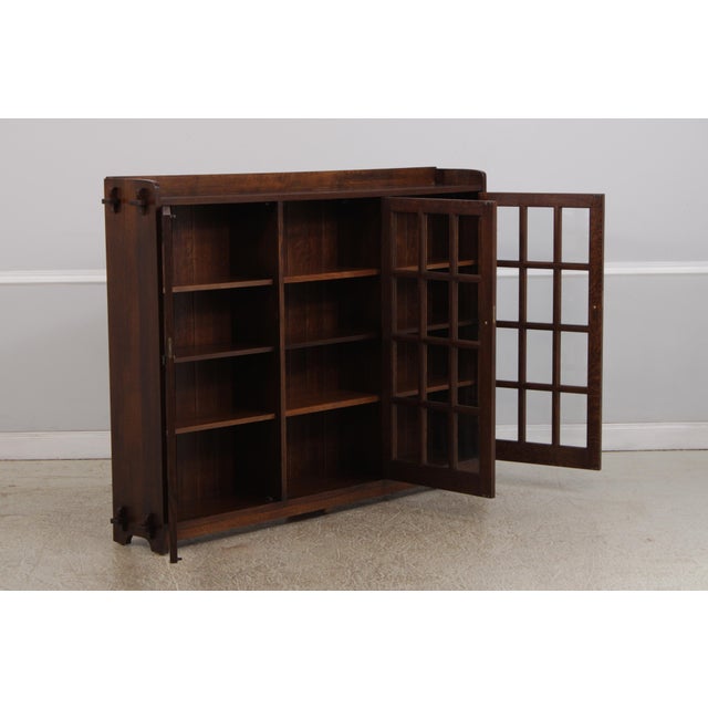 Stickley Stickley Arts & Crafts Mission Oak 3 Door Bookcase For Sale - Image 4 of 18