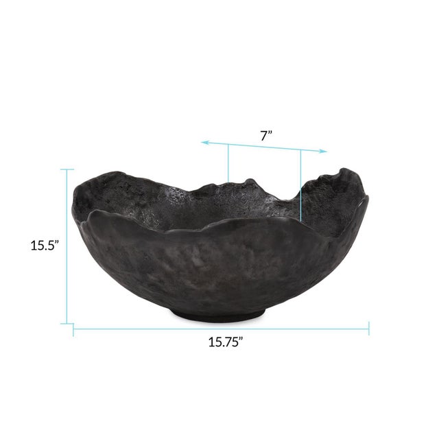Rough Wash Grey Round Large Bowl For Sale - Image 10 of 10