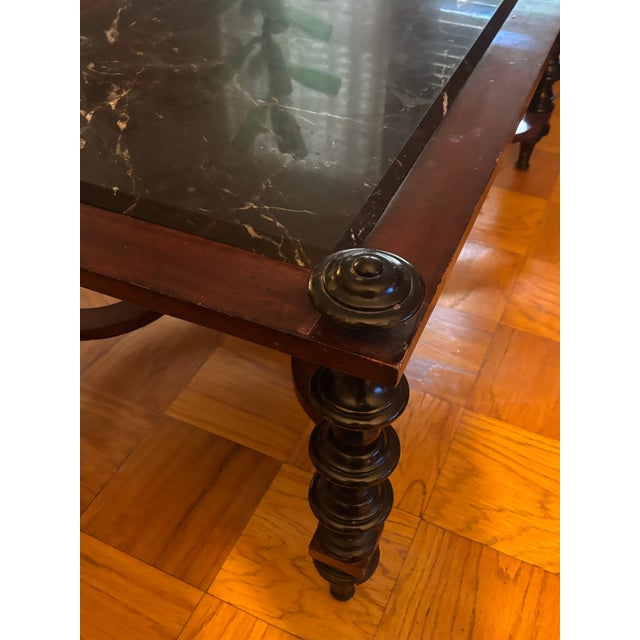 1990s Vintage Baroque Style Black Marble and Turned Leg Cocktail Table For Sale - Image 5 of 11
