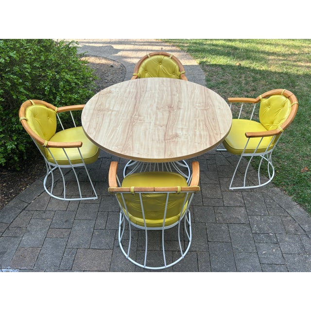 1960s Max Stout Sculptural Wrought Iron Patio Dining Set – Round Table + 4 Hoop Chairs, Atomic Modern For Sale - Image 12 of 14