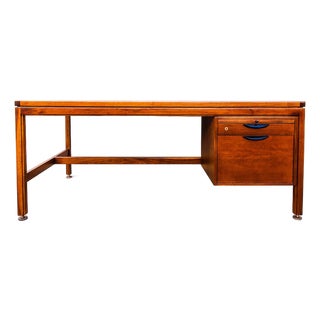 Jens Risom Attributed Walnut & Rosewood Executive Desk, 1960s Mid Century Modern For Sale