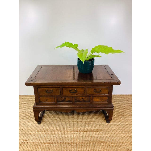 Antique / Vintage Asian Wood Tea Chest / Scholars Desk Side Table For Sale - Image 10 of 11