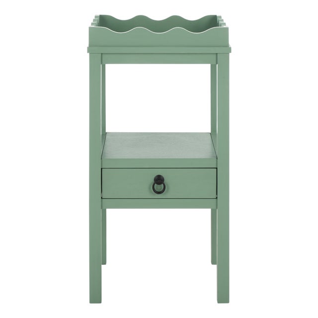 Darlyn Scalloped 1 Drawer Accent Table in Sage For Sale