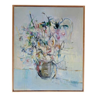 Contemporary Abstract Impressionistic Still Life Oil Painting by Lynn Christian, Framed For Sale