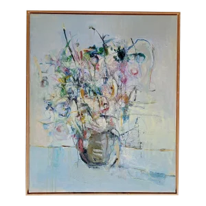 Contemporary Abstract Impressionistic Still Life Oil Painting by Lynn Christian, Framed