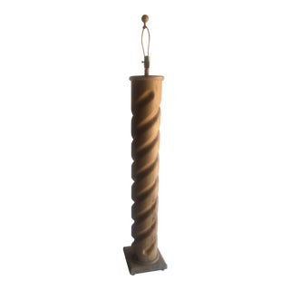 1980s Vintage Pine Barley Twist Floor Lamp For Sale