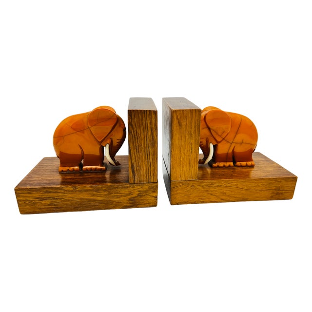 Bakelite Elephant Bookends, 1920s, Set of 2 For Sale