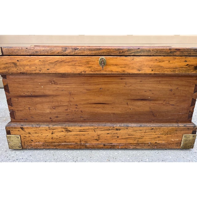 Chestnut Late 19th Century Primitive Maine Carpenter’s Pine Tool Chest For Sale - Image 8 of 11