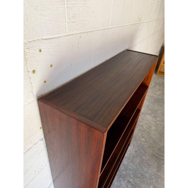 Burnt Umber Dr Viby J Rosewood Open Bookcase With Tapered Black Legs Danish Mid-Century Modern 1970s For Sale - Image 8 of 11