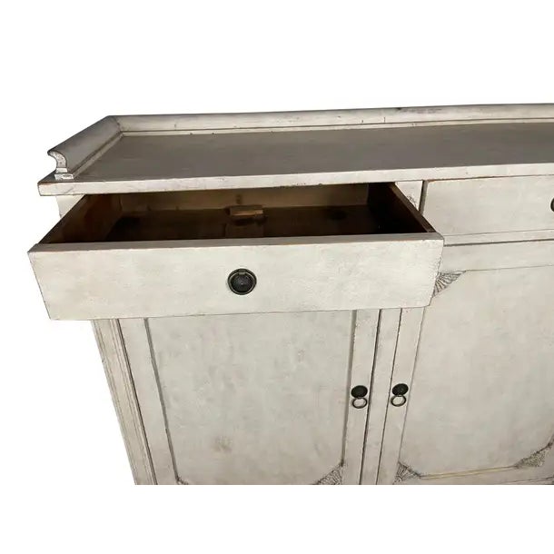 Wood 19th Century Swedish Gustavian Lime Washed Buffet Server For Sale - Image 7 of 12