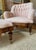Custom Tufted Wingback Chair and Ottoman in Pink by Oscar De La Renta For Sale - Image 9 of 12