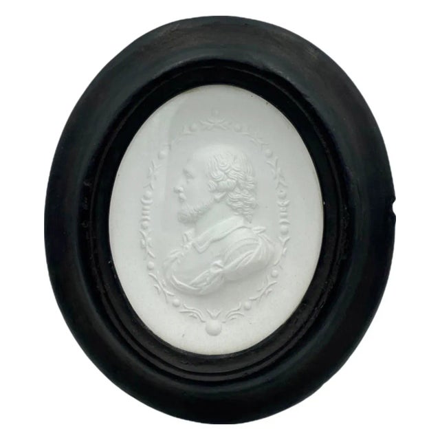 Late 19th Century Antique Framed William Shakespeare Silhouette Cameo Plaque Medallion Oval For Sale - Image 9 of 12