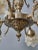 2000 - 2009 White Brass 12-Arm Chandelier with Rose-Shaped Glass Shades For Sale - Image 5 of 11