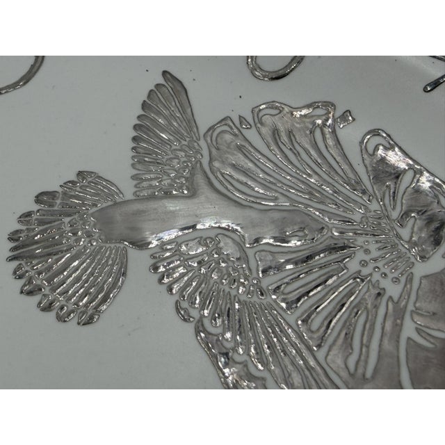 1980s Emilia Castillo Taxco Porcelain & Pure Silver Hummingbird Serving Platter For Sale - Image 18 of 18