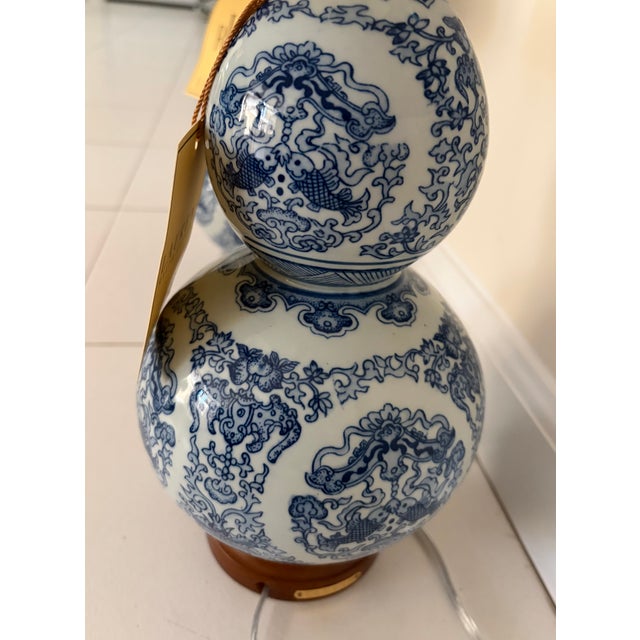 Ralph Lauren Chinoiserie Double Gourd Porcelain Lamps. A Pair For Sale - Image 9 of 9