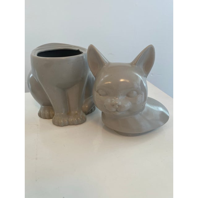 Grray stoneware cat form cookie jar. Made by Threshold.