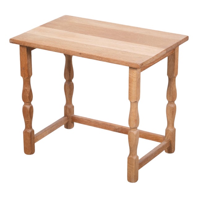 Brutalist Danish Oak Side Table attributed to Henning Kjærnulf, 1970s For Sale
