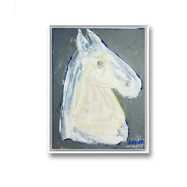 Contemporary Original Painting “Horse in White” by Cassandra on Auker. Acrylic on Stretched Canvas. For Sale - Image 4 of 11