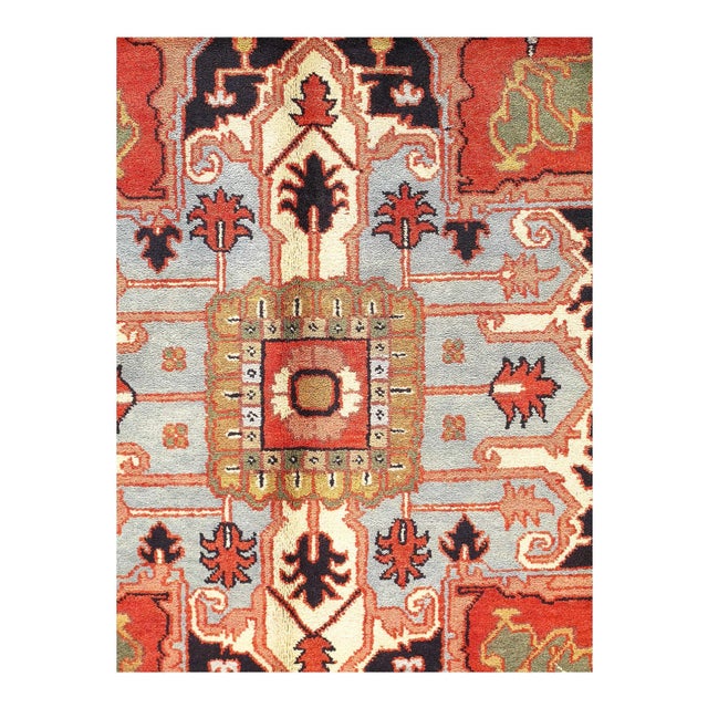 Indo Serapi design rug. Handmade and hand-knotted in fine lambswool on a cotton foundation. Vegetable dyed hand-spun wool...