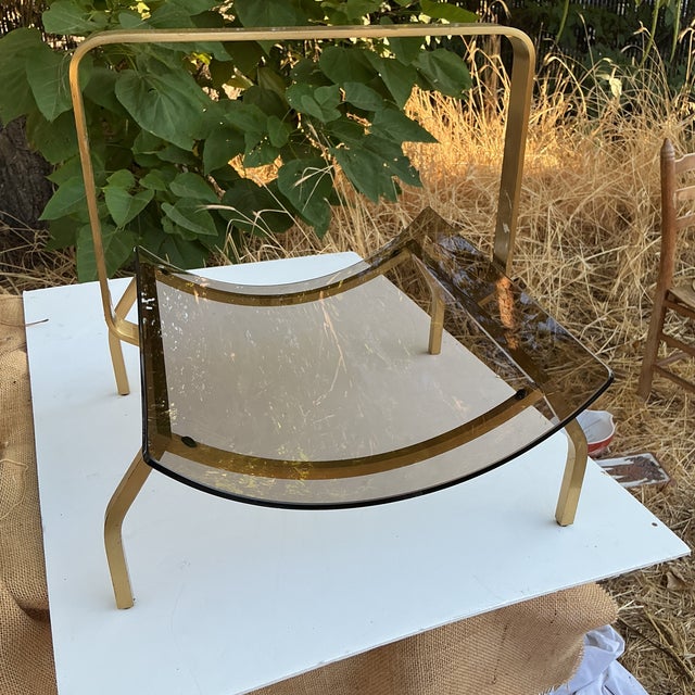 MCM Brass and Glass Modern Fireplace Wood Holder For Sale - Image 10 of 16