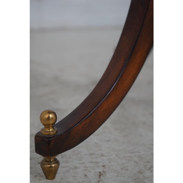 Brown Theodore Alexander Leather Top Round End Table For Sale - Image 8 of 13