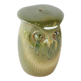 1980s Two Sided Wise Old Owl Pottery Garden Bench For Sale