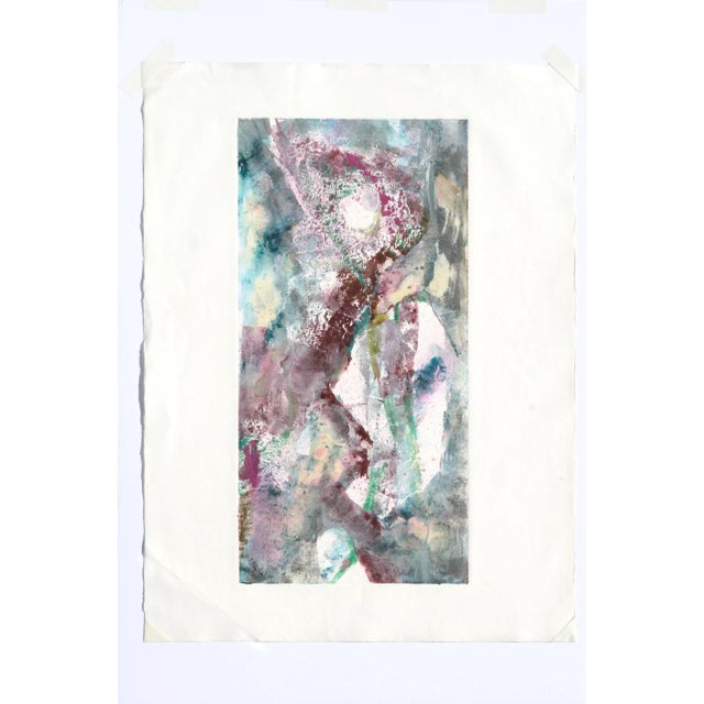 Vibrant and dynamic monoprint by David Stephens (American, 20th Century). Sand (or a similar medium) was used in the...