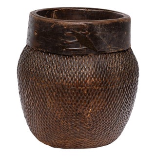 Chinese Woven River Basket, C. 1900 For Sale