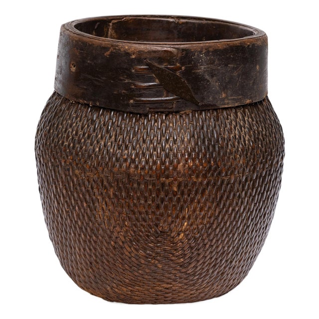 Chinese Woven River Basket, C. 1900 For Sale