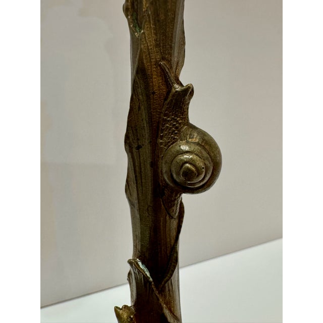 Early 19th Century Early 19th Century Pair Ornate Gothic Revival Brass Candlesticks Hoof Feet Floral Tripod Bases For Sale - Image 5 of 9